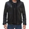 Johnson Leather Black Jacket With Hood