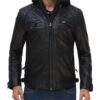 Johnson Leather Black Jacket With Hood