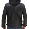 Johnson Leather Black Jacket With Hood