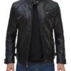 Johnson Leather Black Jacket With Hood