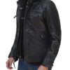 Johnson Leather Black Jacket With Hood