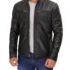 Mens Black Cafe Racer Leather Jacket