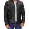 Mens Black Cafe Racer Leather Jacket