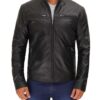 Mens Black Cafe Racer Leather Jacket