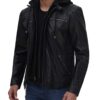 Mens Black Leather Jacket with Hood Mens Black Leather Jacket with Hood