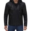 Mens Black Leather Jacket with Hood Mens Black Leather Jacket with Hood