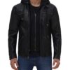 Mens Black Leather Jacket with Hood Mens Black Leather Jacket with Hood