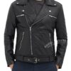 Negan Black Biker Asymmetrical Leather Jacket Mens 