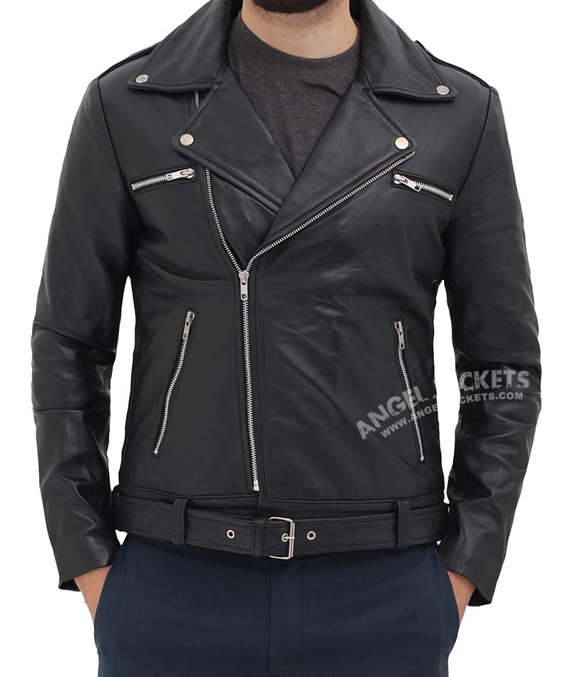 Negan Black Biker Asymmetrical Leather Jacket Mens Negan Black Biker Asymmetrical Leather Jacket Mens