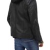 Mens Black Leather Removable Hooded Jacket