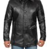 Bristol Real Black Leather Car Coat Mens