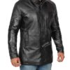 Bristol Real Black Leather Car Coat Mens