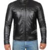 Vermont Black Real Leather Cafe Racer Jacket Vermont Black Real Leather Cafe Racer Jacket
