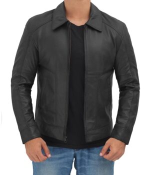 Mens Black Vintage Leather Jacket