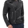 Black Asymmetrical Slim Fitted Rider Belted Leather Jacket Black Asymmetrical Slim Fitted Rider Belted Leather Jacket