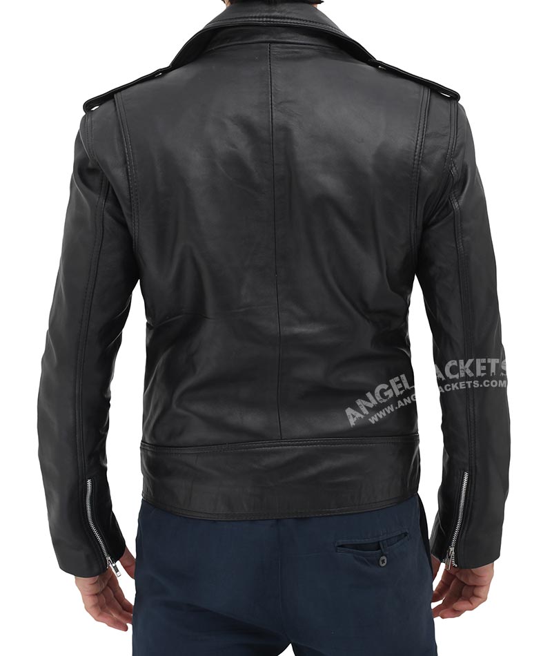 Black Asymmetrical Slim Fitted Rider Belted Leather Jacket Black Asymmetrical Slim Fitted Rider Belted Leather Jacket