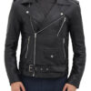 Black Asymmetrical Slim Fitted Rider Belted Leather Jacket Black Asymmetrical Slim Fitted Rider Belted Leather Jacket
