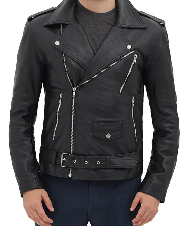 Black Asymmetrical Slim Fitted Rider Belted Leather Jacket Black Asymmetrical Slim Fitted Rider Belted Leather Jacket