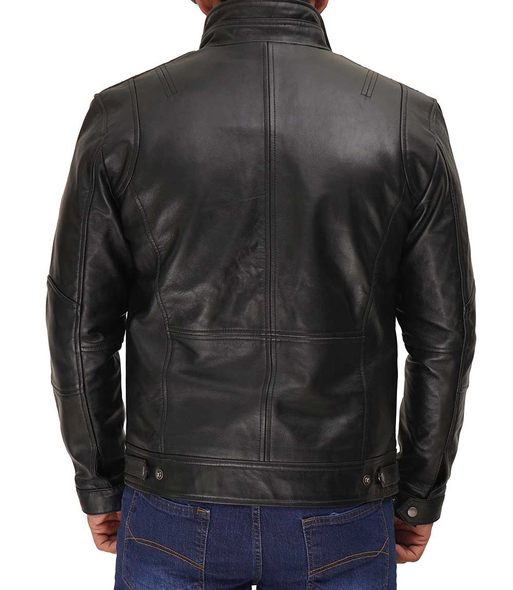 Moffit Mens Cafe Racer Leather Utility Jacket Moffit Mens Cafe Racer Leather Utility Jacket