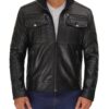 Moffit Mens Cafe Racer Leather Utility Jacket Moffit Mens Cafe Racer Leather Utility Jacket
