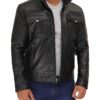 Moffit Mens Cafe Racer Leather Utility Jacket Moffit Mens Cafe Racer Leather Utility Jacket