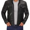 Moffit Mens Cafe Racer Leather Utility Jacket Moffit Mens Cafe Racer Leather Utility Jacket