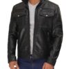 Moffit Mens Cafe Racer Leather Utility Jacket Moffit Mens Cafe Racer Leather Utility Jacket