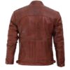 Johnson Dark Brown Quilted Cafe Racer Leather Jacket