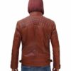 Johnson Quilted Tan Leather Jacket with Removable Hood