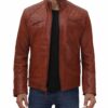 Johnson Quilted Tan Leather Jacket with Removable Hood