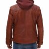 Johnson Quilted Tan Leather Jacket with Removable Hood