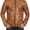 Mens Distressed Brown Cafe Racer Leather Jacket Mens Distressed Brown Cafe Racer Leather Jacket