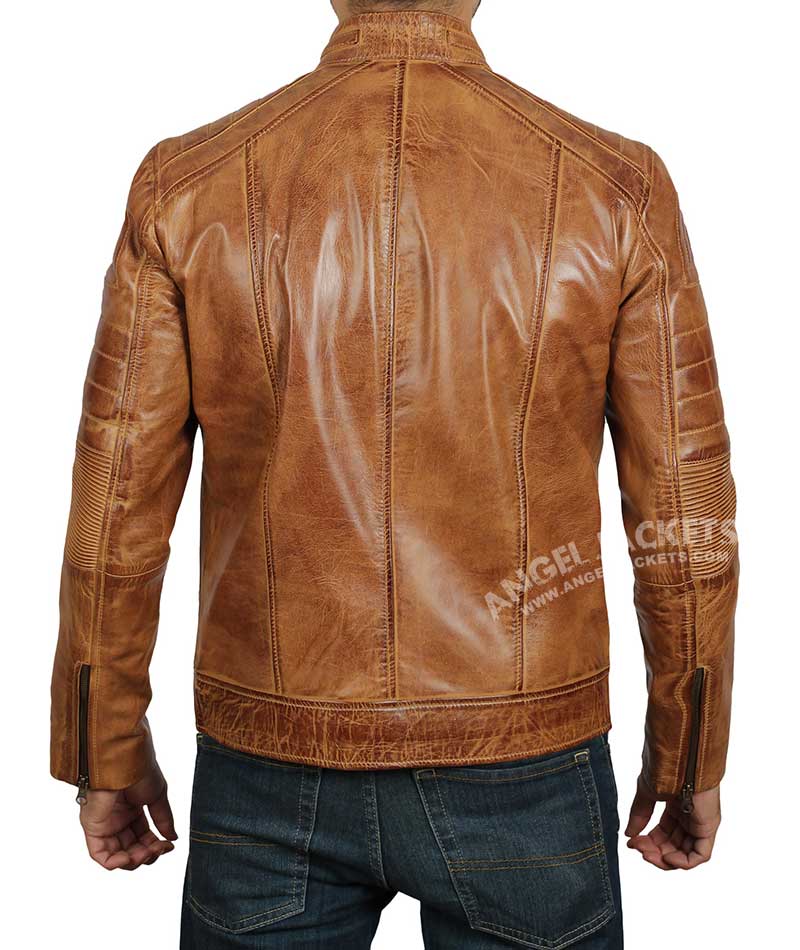 Mens Distressed Brown Cafe Racer Leather Jacket Mens Distressed Brown Cafe Racer Leather Jacket