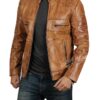 Mens Distressed Brown Cafe Racer Leather Jacket Mens Distressed Brown Cafe Racer Leather Jacket