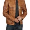 Mens Distressed Brown Cafe Racer Leather Jacket Mens Distressed Brown Cafe Racer Leather Jacket