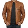 Mens Distressed Brown Cafe Racer Leather Jacket Mens Distressed Brown Cafe Racer Leather Jacket