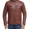 Dodge Cafe Racer Mens Leather Cognac Jacket