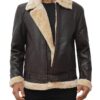Tomas Mens Dark Brown Leather Shearling Bomber Jacket