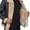 Tomas Mens Dark Brown Leather Shearling Bomber Jacket