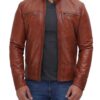 Cafe Racer Tan Leather Jacket Mens