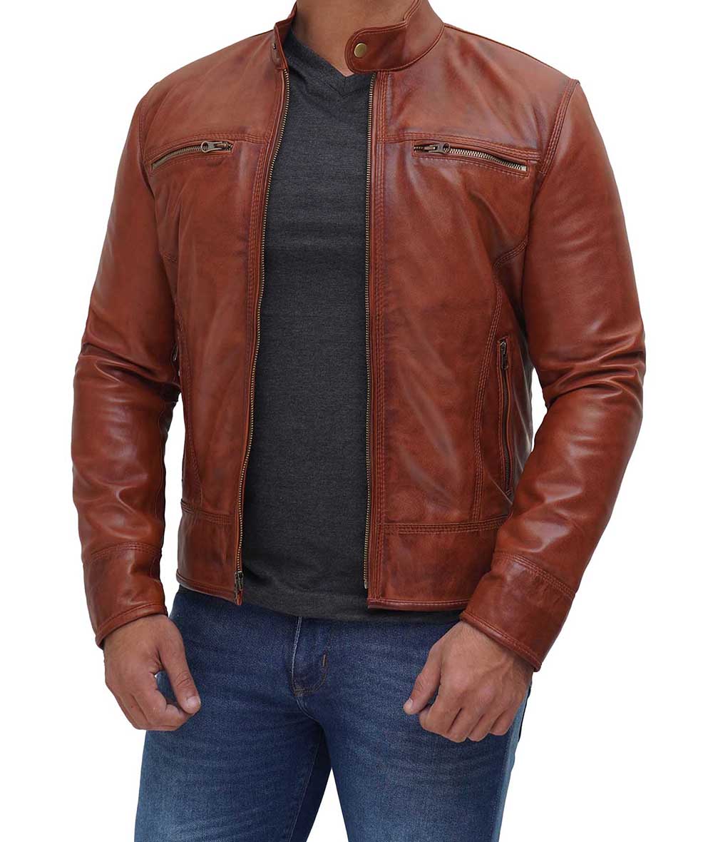 Cafe Racer Tan Leather Jacket Mens Cafe Racer Tan Leather Jacket Mens