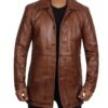 Mens Santiago Distressed Leather Car Coat Tan Mens Santiago Distressed Leather Car Coat Tan