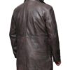 Mens Distressed Dark Brown Leather Car Coat  