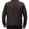 Dark Brown Leather Trucker Jacket Mens