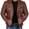 Mens Dark Brown Quilted Asymmetrical Vintage Biker Leather Jacket Mens Dark Brown Quilted Asymmetrical Vintage Biker Leather Jacket