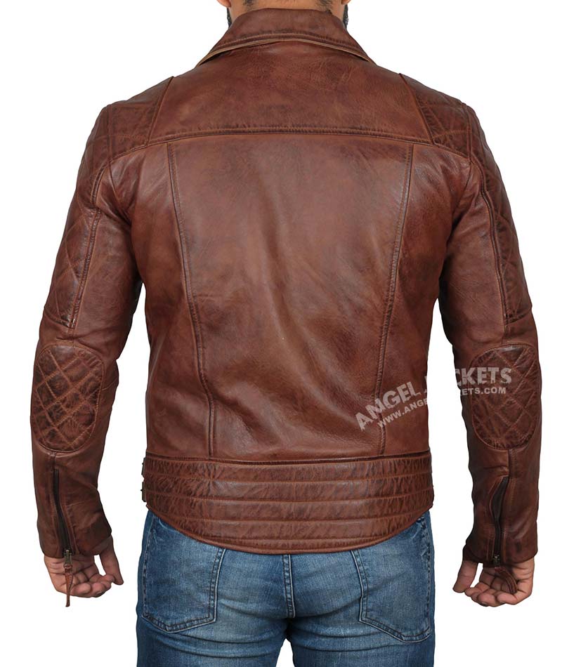 Mens Dark Brown Quilted Asymmetrical Vintage Biker Leather Jacket Mens Dark Brown Quilted Asymmetrical Vintage Biker Leather Jacket