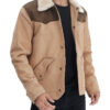 Mens Beige and Brown Leather Jacket