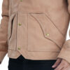 Mens Beige and Brown Leather Jacket