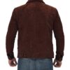 Dark Brown Suede Trucker Jacket For Men