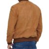 Mens Brown Leather Suede Bomber Jacket